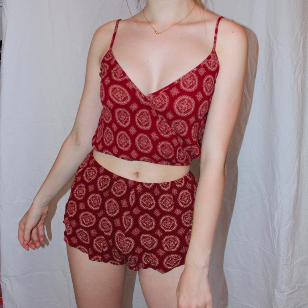 Brandy Melville Maroon Medallion Print SET!